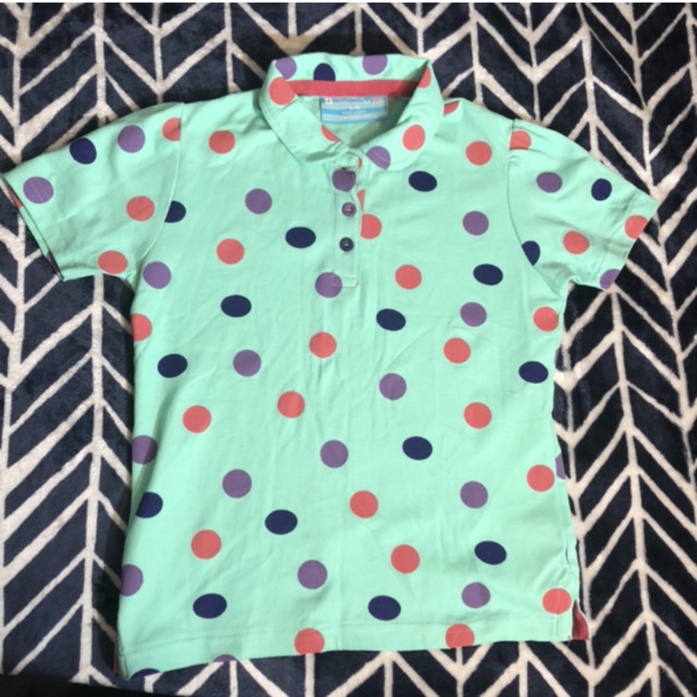 Mountain wear house polkadot polo top nwot